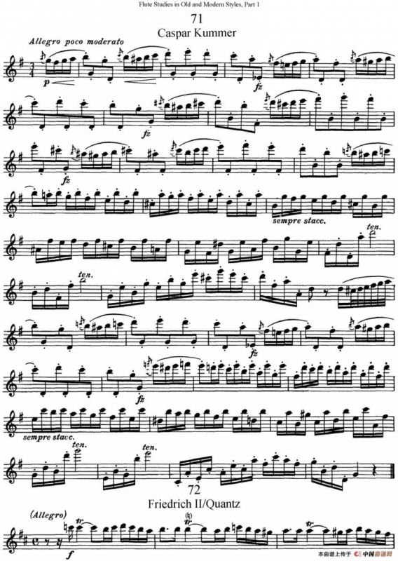 斯勒新老风格长笛练习重奏曲（第一部分）（NO.71-NO.73）