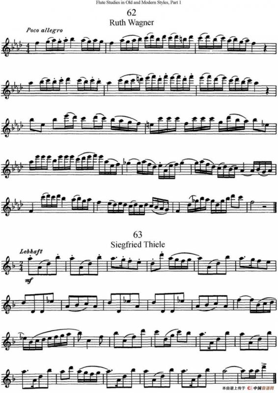 斯勒新老风格长笛练习重奏曲（第一部分）（NO.61-NO.63）