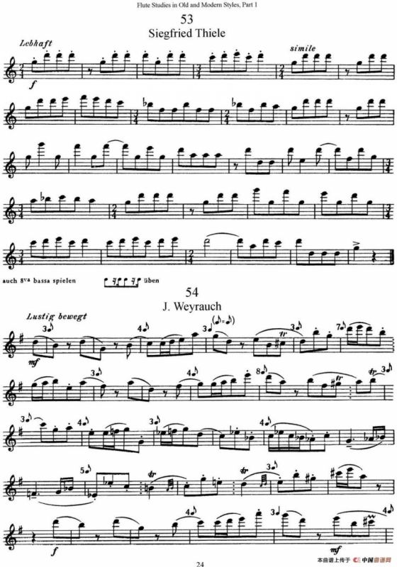 斯勒新老风格长笛练习重奏曲（第一部分）（NO.53-NO.56）