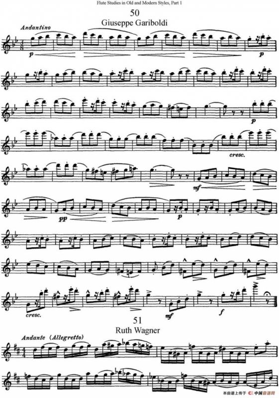 斯勒新老风格长笛练习重奏曲（第一部分）（NO.50-NO.52）