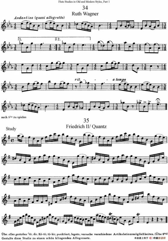 斯勒新老风格长笛练习重奏曲（第一部分）（NO.32-NO.35）