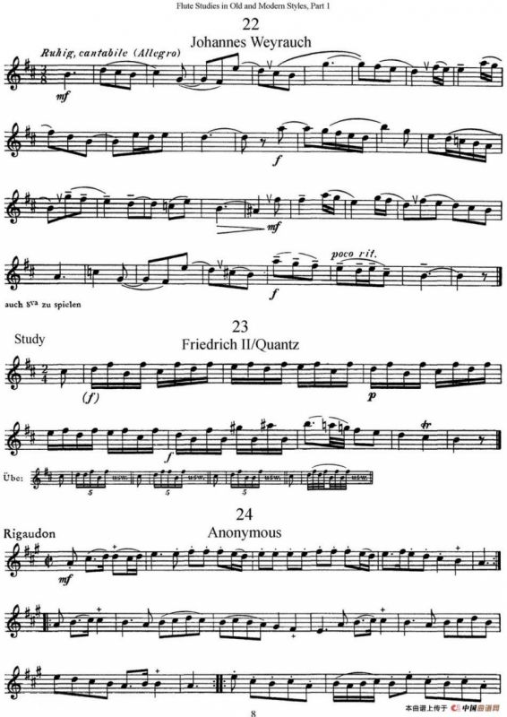 斯勒新老风格长笛练习重奏曲（第一部分）（NO.22-NO.26）