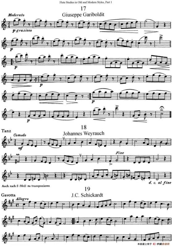 斯勒新老风格长笛练习重奏曲（第一部分）（NO.17-NO.21）