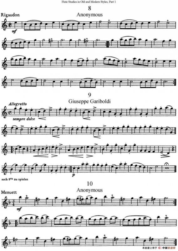 斯勒新老风格长笛练习重奏曲（第一部分）（NO.8-NO.10）