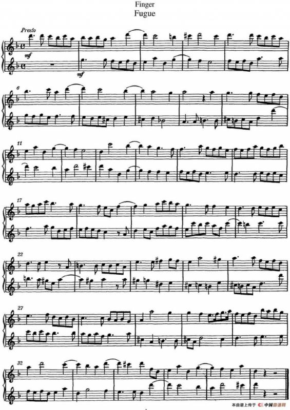 芬格长笛二重奏 Fugue