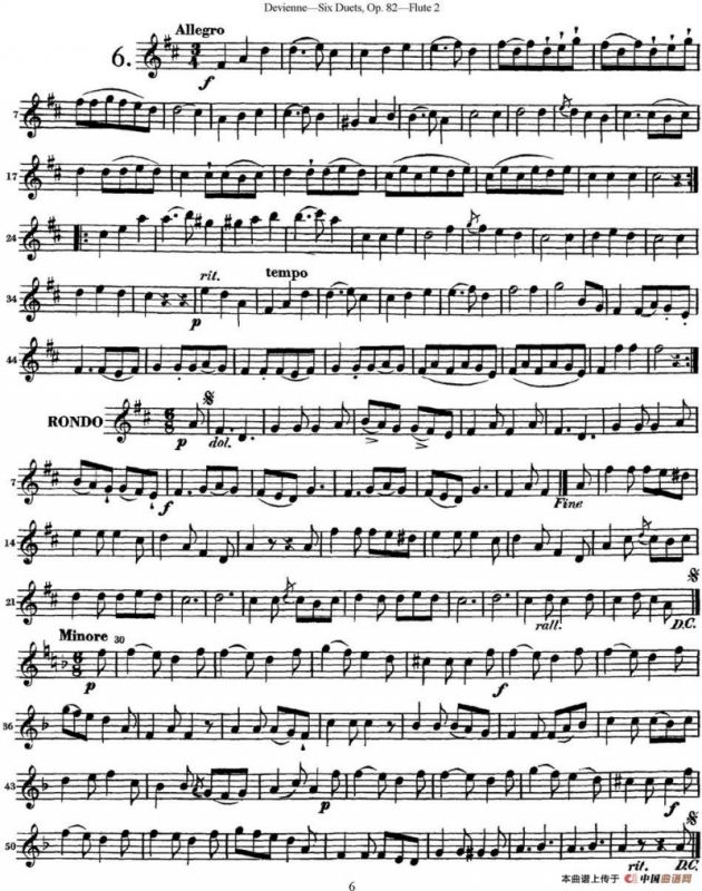 德维埃纳六个长笛二重奏小段Op.82——Flute 2（NO.6）