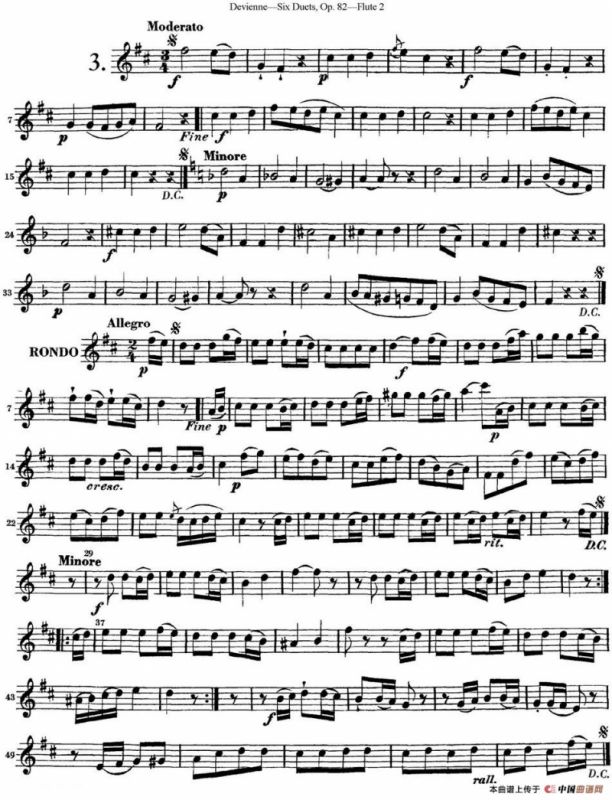 德维埃纳六个长笛二重奏小段Op.82——Flute 2（NO.3）