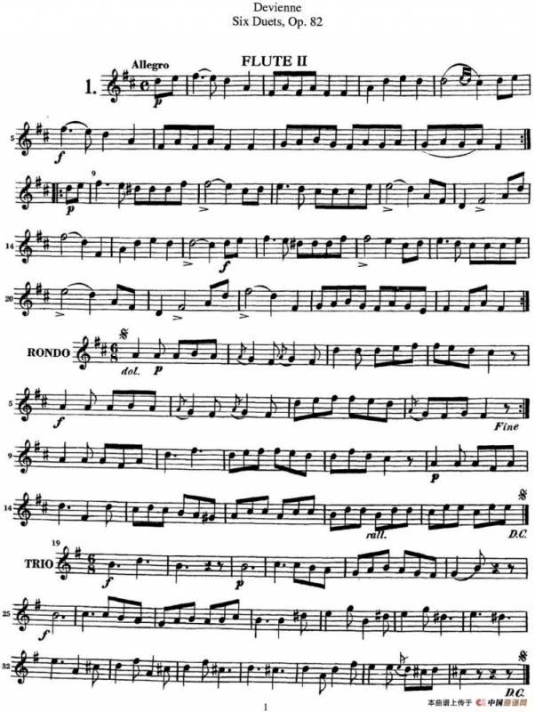 德维埃纳六个长笛二重奏小段Op.82——Flute 2（NO.1）