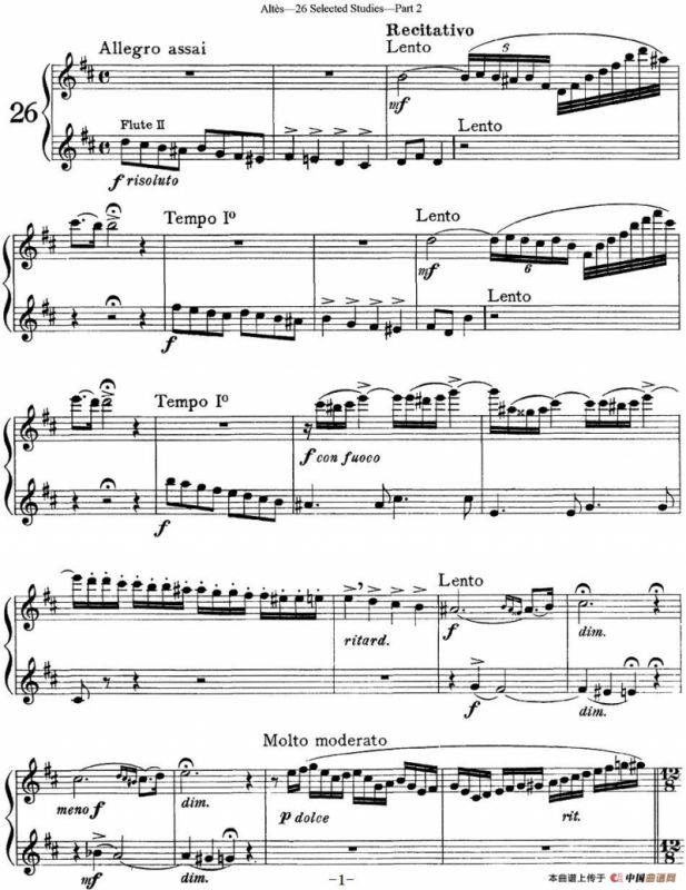 阿尔泰斯26首精选长笛练习曲（NO.26）