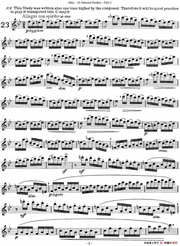 阿尔泰斯26首精选长笛练习曲（NO.23）