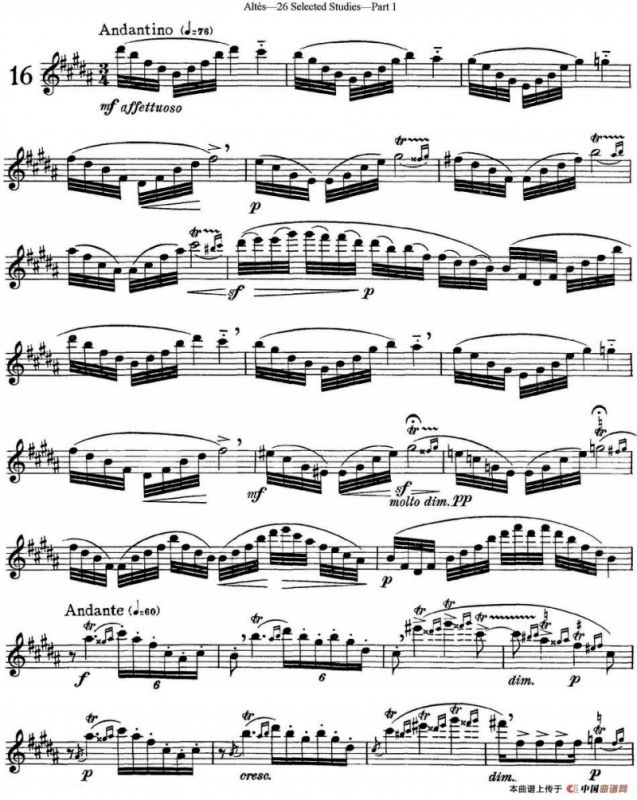 阿尔泰斯26首精选长笛练习曲（NO.16）