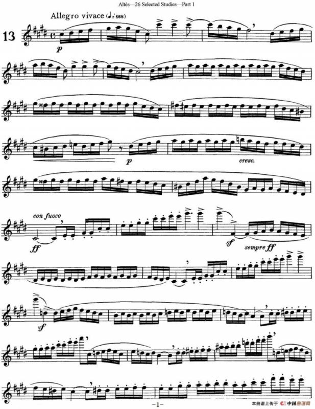 阿尔泰斯26首精选长笛练习曲（NO.13）