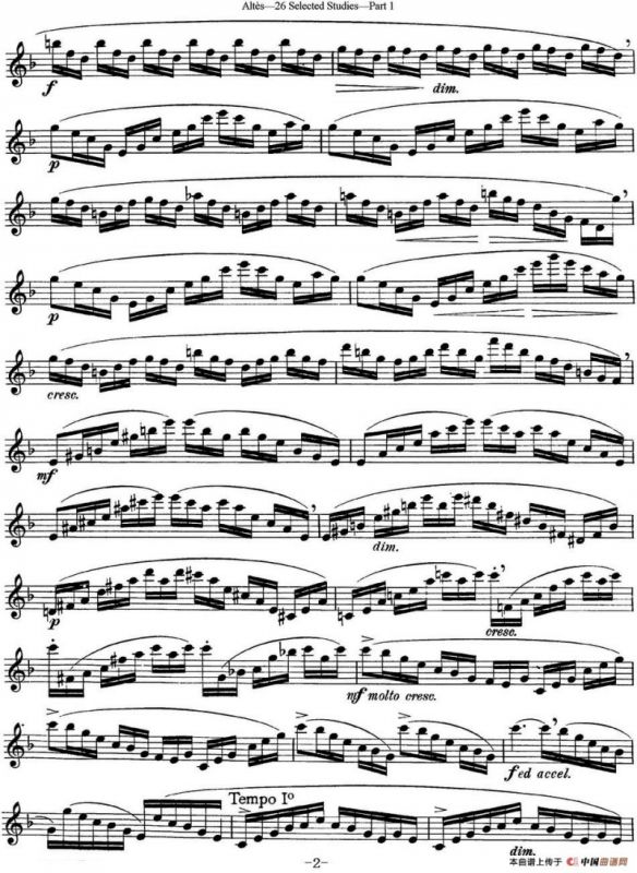 阿尔泰斯26首精选长笛练习曲（NO.5）