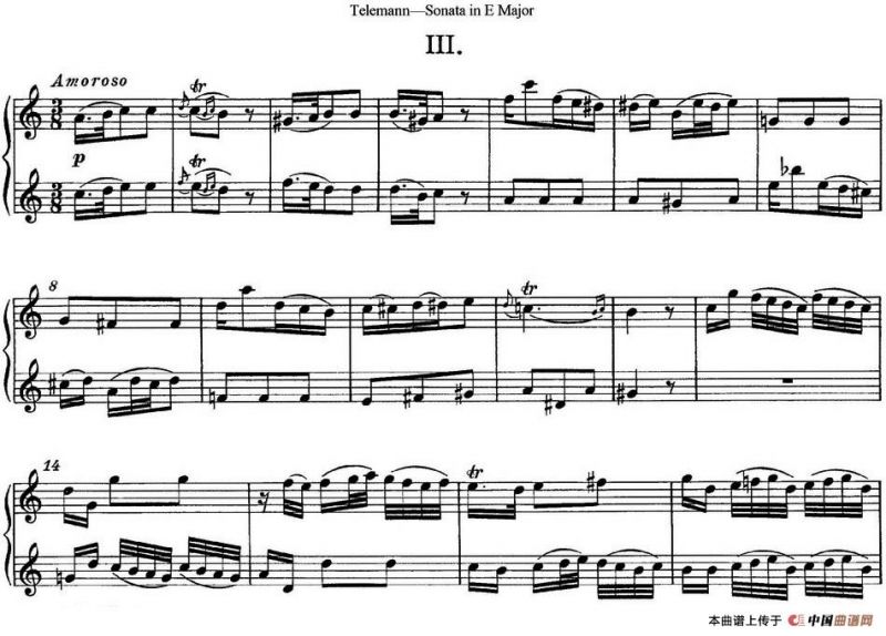 台莱曼E大调双长笛奏鸣曲 （No.3）