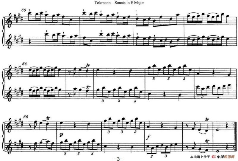 台莱曼E大调双长笛奏鸣曲 （No.2）