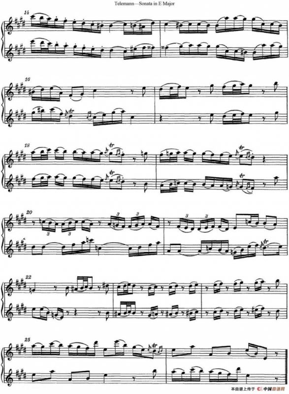 台莱曼E大调双长笛奏鸣曲 （No.1）