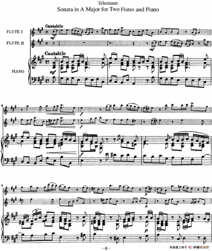 台莱曼A大调双长笛与钢琴奏鸣曲