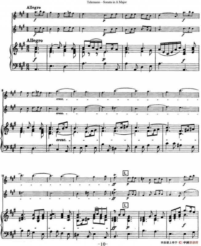 台莱曼A大调双长笛与钢琴奏鸣曲