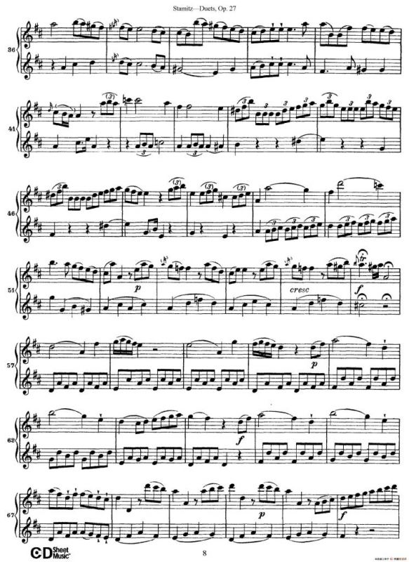 斯塔米茨二重奏长笛练习曲Op.27（No.4）