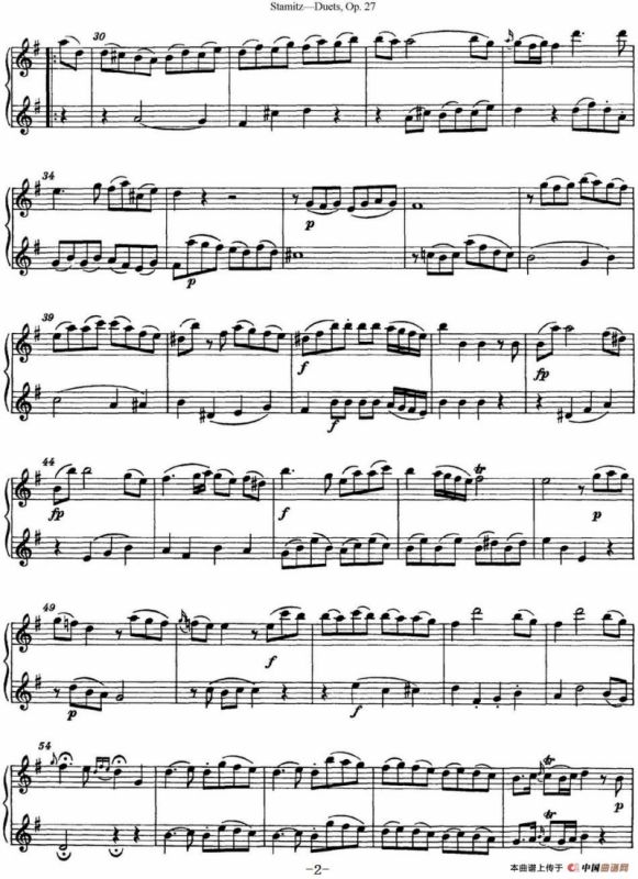 斯塔米茨二重奏长笛练习曲Op.27（No.1）