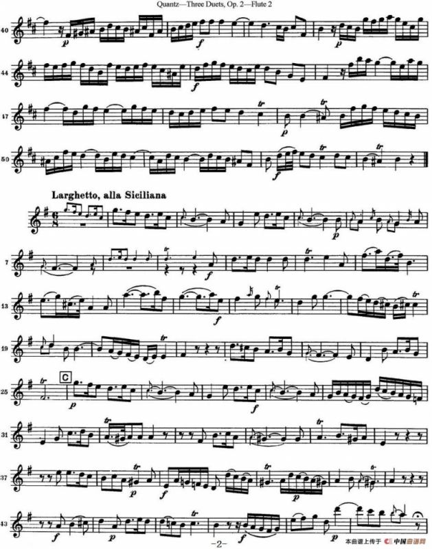 匡茨G大调长笛二重奏Op.2——Flute 2（No.3）