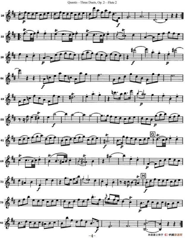 匡茨G大调长笛二重奏Op.2——Flute 2（No.3）
