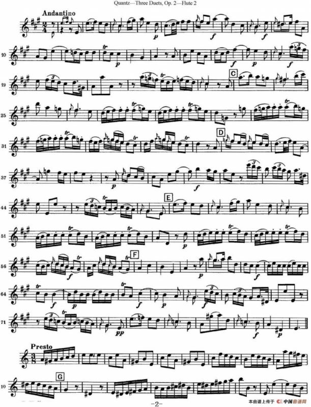 匡茨G大调长笛二重奏Op.2——Flute 2（No.2）