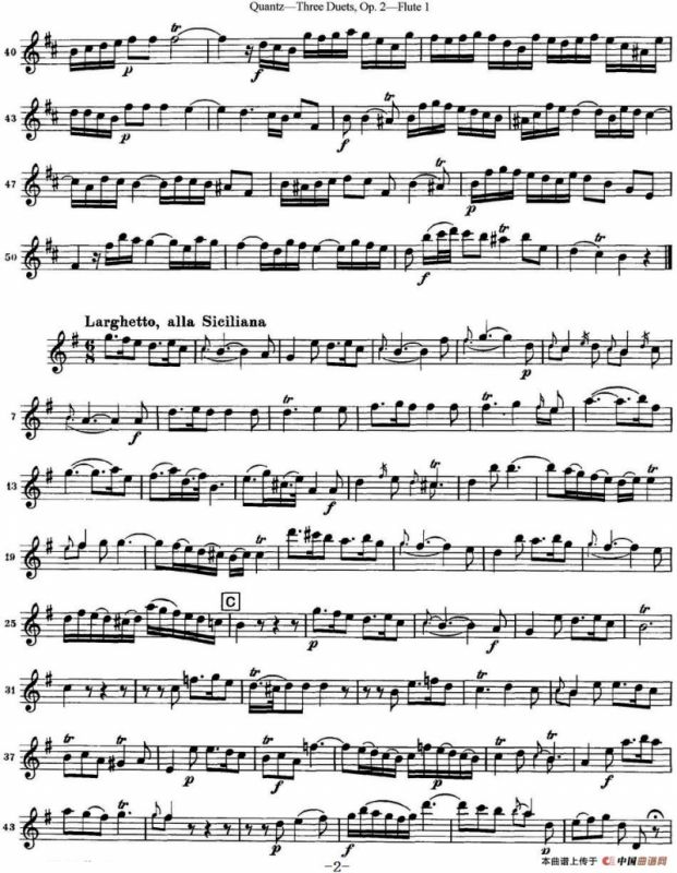 匡茨G大调长笛二重奏Op.2——Flute 1（No.3）