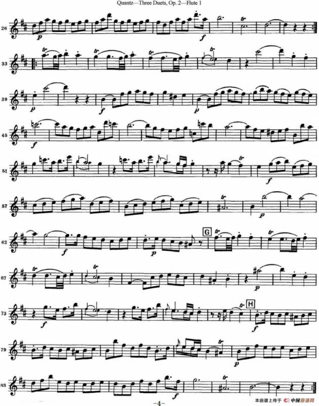 匡茨G大调长笛二重奏Op.2——Flute 1（No.3）