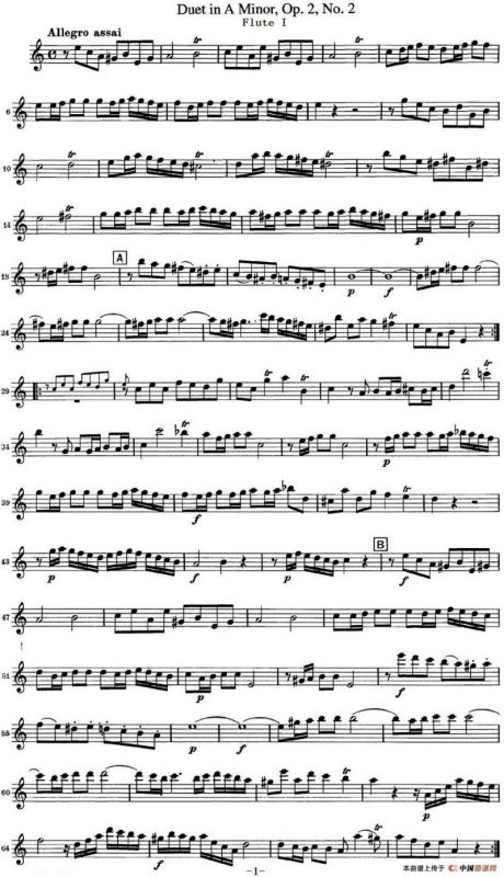 匡茨G大调长笛二重奏Op.2——Flute 1（No.2）