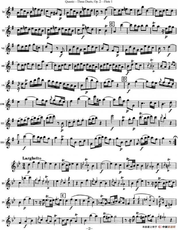 匡茨G大调长笛二重奏Op.2——Flute 1（No.1）
