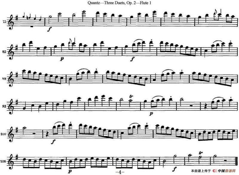 匡茨G大调长笛二重奏Op.2——Flute 1（No.1）