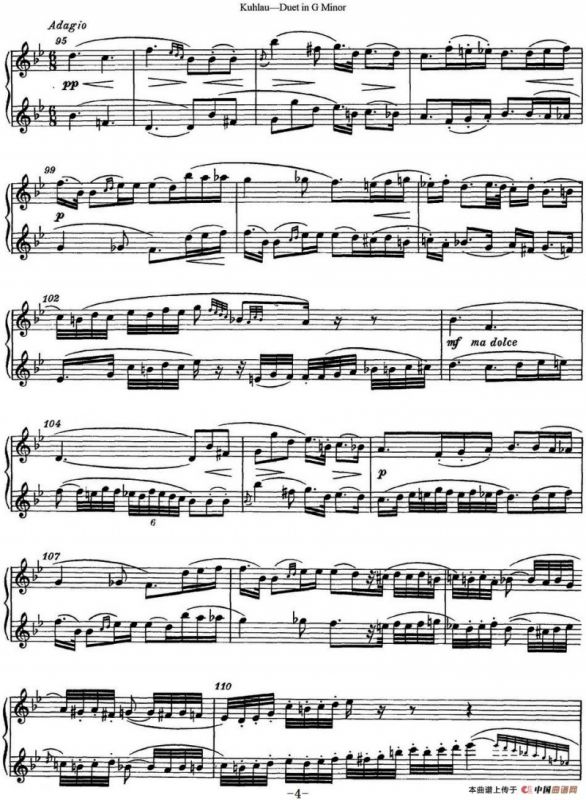 库劳g小调长笛二重奏练习曲（No.2）