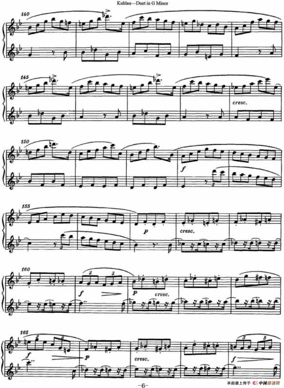 库劳g小调长笛二重奏练习曲（No.2）