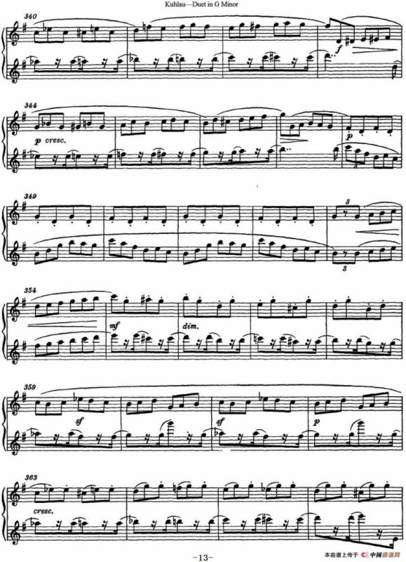 库劳g小调长笛二重奏练习曲（No.2）