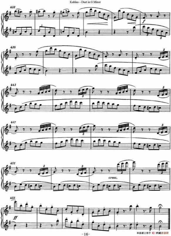 库劳g小调长笛二重奏练习曲（No.2）