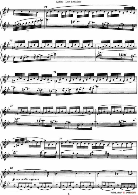 库劳g小调长笛二重奏练习曲（No.1）