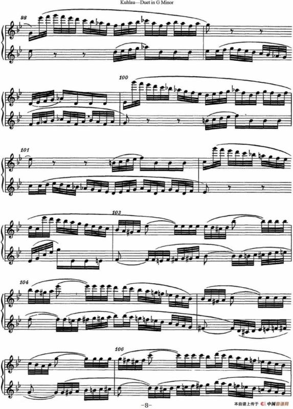 库劳g小调长笛二重奏练习曲（No.1）