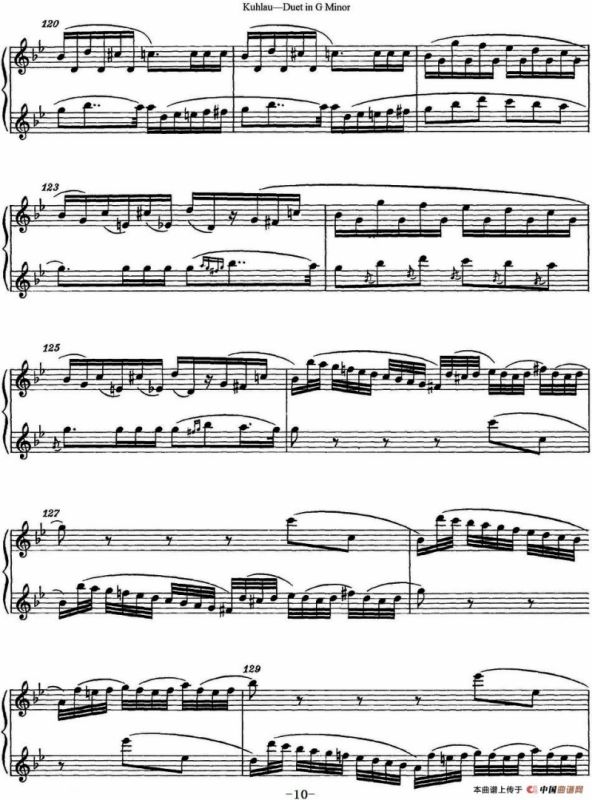 库劳g小调长笛二重奏练习曲（No.1）