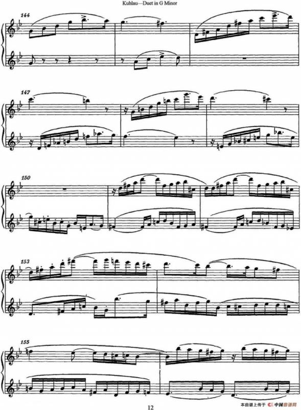 库劳g小调长笛二重奏练习曲（No.1）