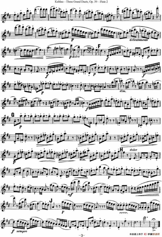 库劳长笛二重奏大练习曲Op.39——Flute 2（No.3）
