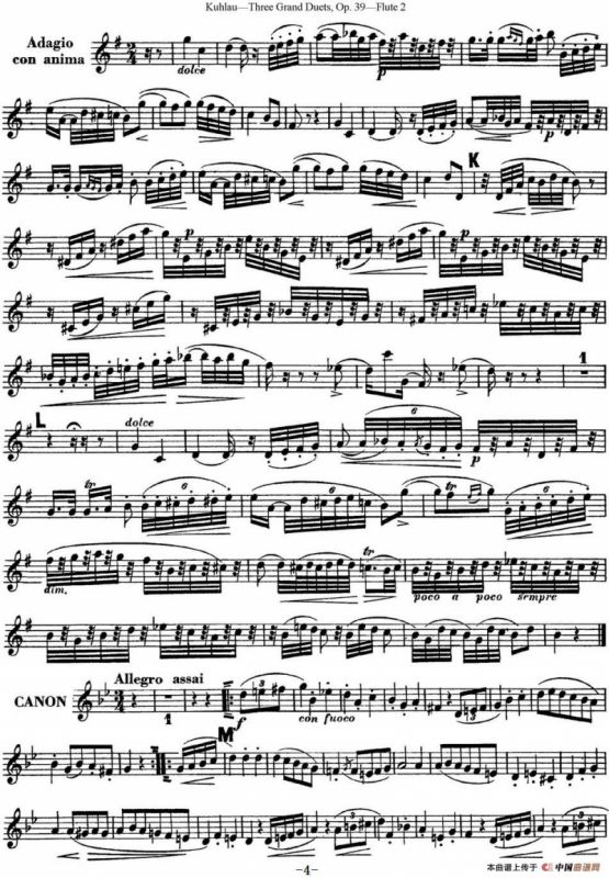 库劳长笛二重奏大练习曲Op.39——Flute 2（No.3）