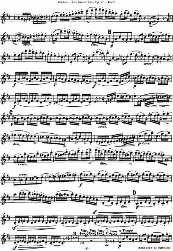 库劳长笛二重奏大练习曲Op.39——Flute 2（No.3）