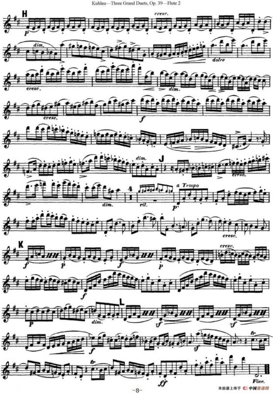库劳长笛二重奏大练习曲Op.39——Flute 2（No.3）