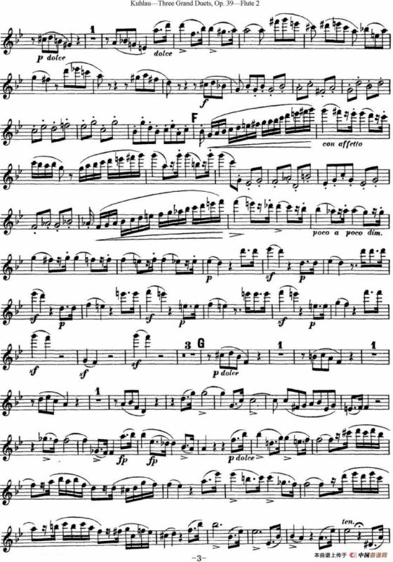 库劳长笛二重奏大练习曲Op.39——Flute 2（No.2）
