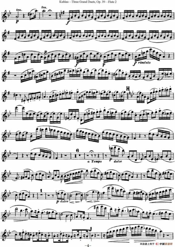 库劳长笛二重奏大练习曲Op.39——Flute 2（No.2）
