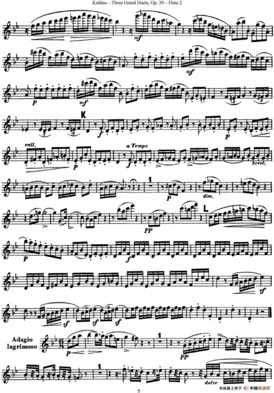 库劳长笛二重奏大练习曲Op.39——Flute 2（No.2）