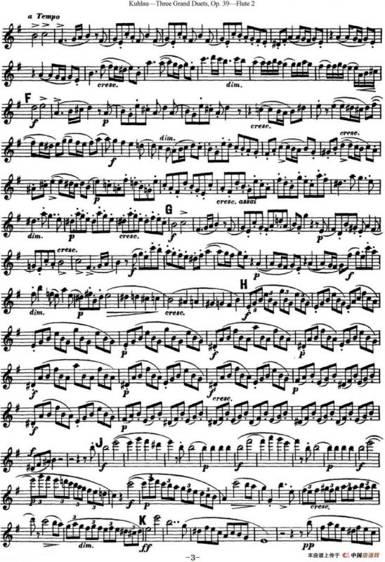 库劳长笛二重奏大练习曲Op.39——Flute 2（No.1）