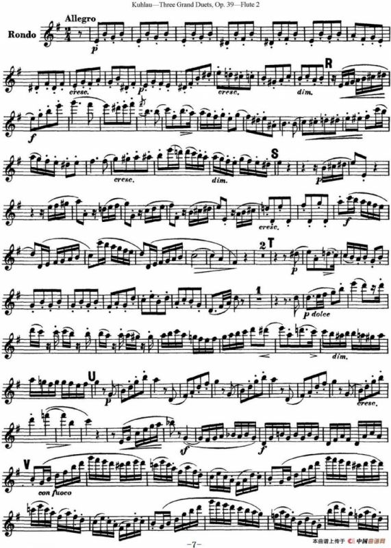 库劳长笛二重奏大练习曲Op.39——Flute 2（No.1）