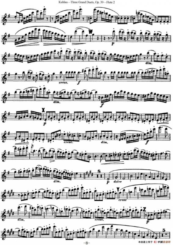 库劳长笛二重奏大练习曲Op.39——Flute 2（No.1）